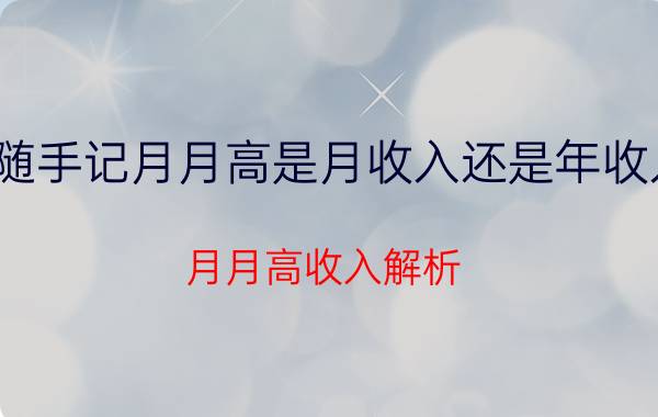 随手记月月高是月收入还是年收入 月月高收入解析